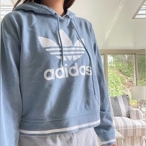 Adidas cropped hoodie, baby blue!
